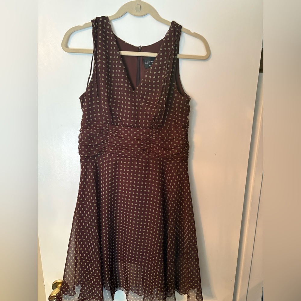 Charming Brown Polka Dot Dress women’s size 10